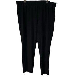 Eileen Fisher Washable Stretch Crepe Pants Large Black Tapered Elastic Waist